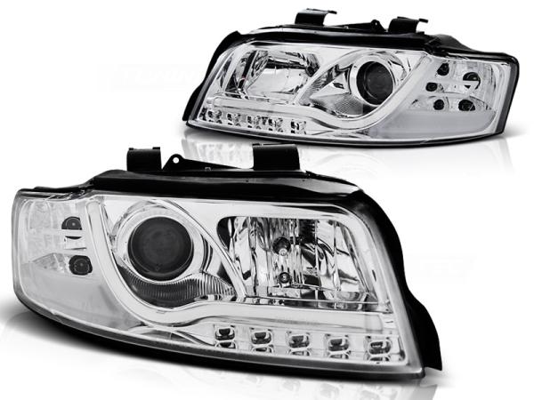 LED Tagfahrlicht Design Scheinwerfer für Audi A4 B6 00-04 chrom